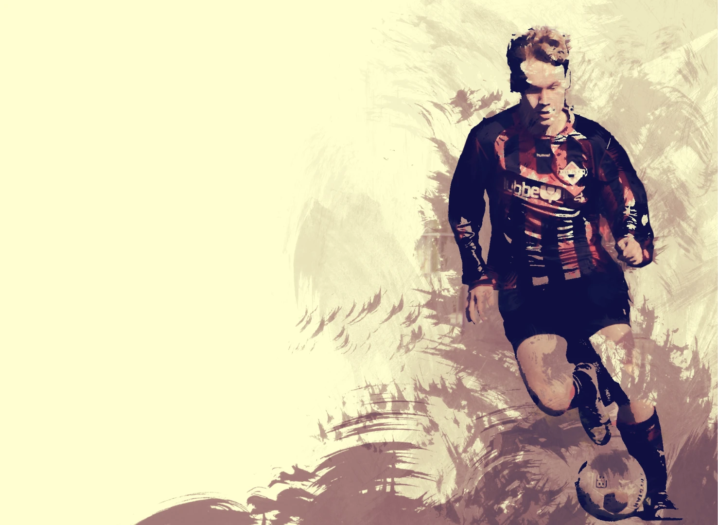 Soccer image where the photo has been made out of brush strokes to create a painting like effect